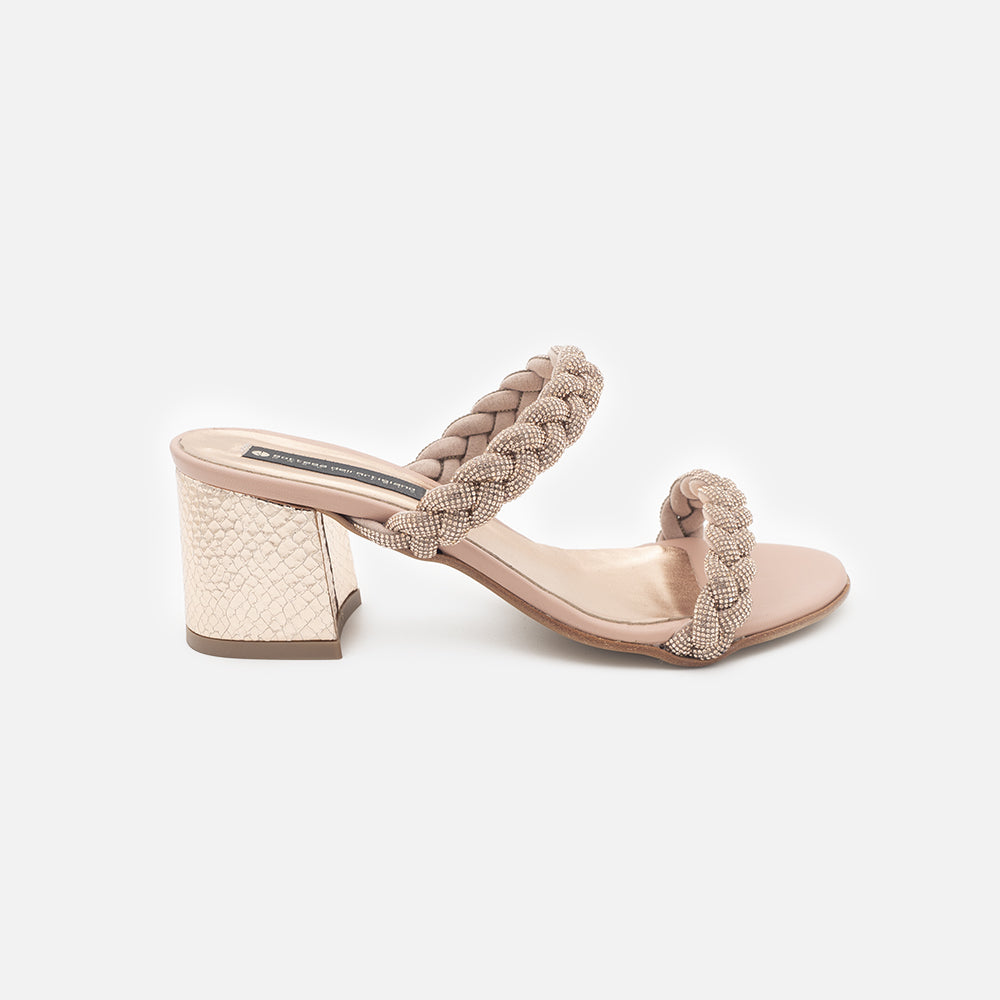 '- ["Artigianato","Bottega dell'Artigiano","Donna","Sandali Eleganti","Scarpe","Tacco"] - Bottega dell'Artigiano Tre Strass Cipria 22034 - Lupis SRL