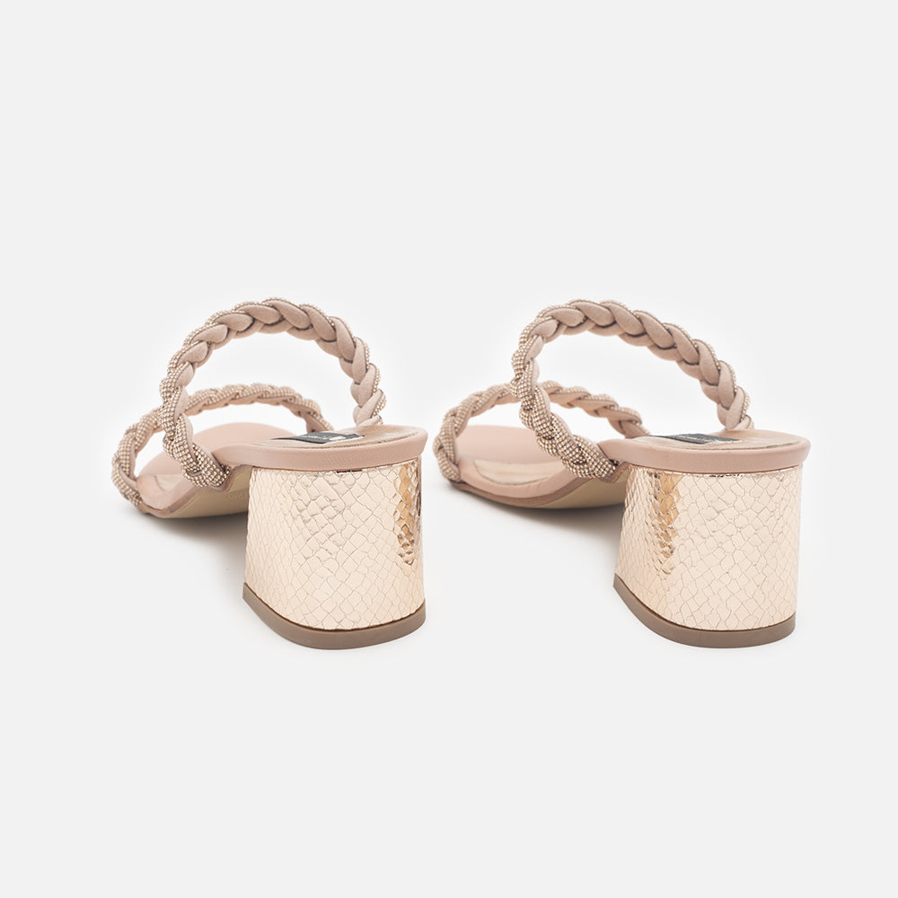 '- ["Artigianato","Bottega dell'Artigiano","Donna","Sandali Eleganti","Scarpe","Tacco"] - Bottega dell'Artigiano Tre Strass Cipria 22034 - Lupis SRL