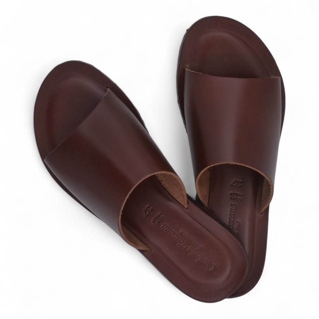  - ["Artigianato","Ciabatte","Cuoieria Toscana","Donna","PE25","Scarpe"] - Ciabatta Pelle Green Bay Dive Marrone 6115 - Lupis SRL