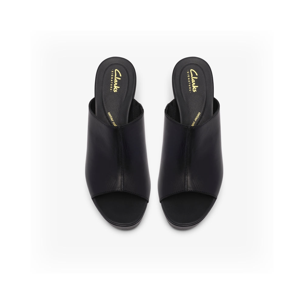 Clarks Ciabatta Plat Donna Sabina Mule Black Leather 26186105