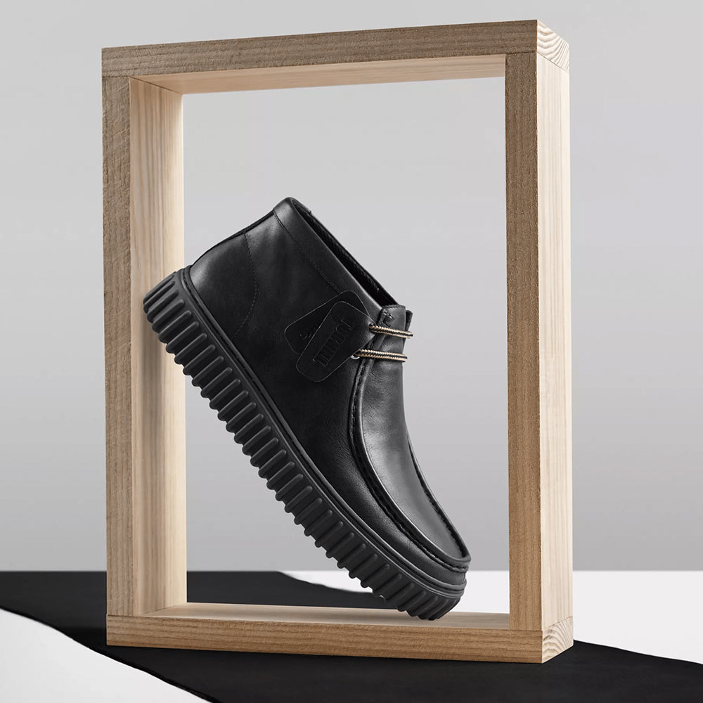  - ["Clarks","Nuovo","Polacco","Scarpe","Ultima Taglia","Uomo"] - Clarks Torhill Hi Black Lea - Lupis SRL