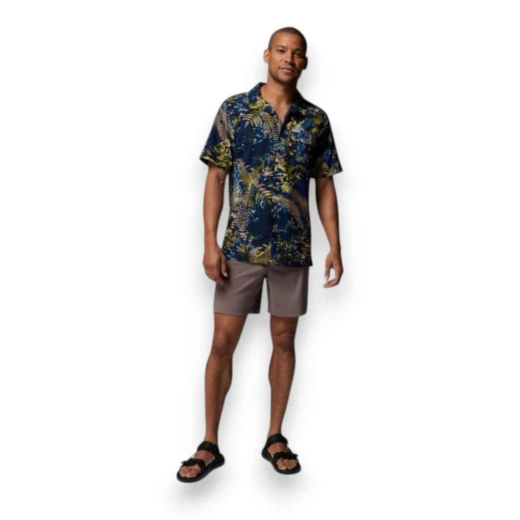 Columbia Sportswear Camicia Uomo Tech Trail Utility Printed Woven Ss Mountain Blue 2118605