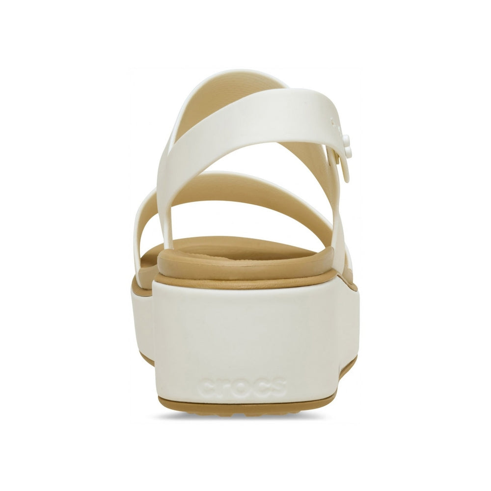 Crocs Women's Brooklyn Matte Wrap Low Wedge Chalk Tan 211802-CHAT