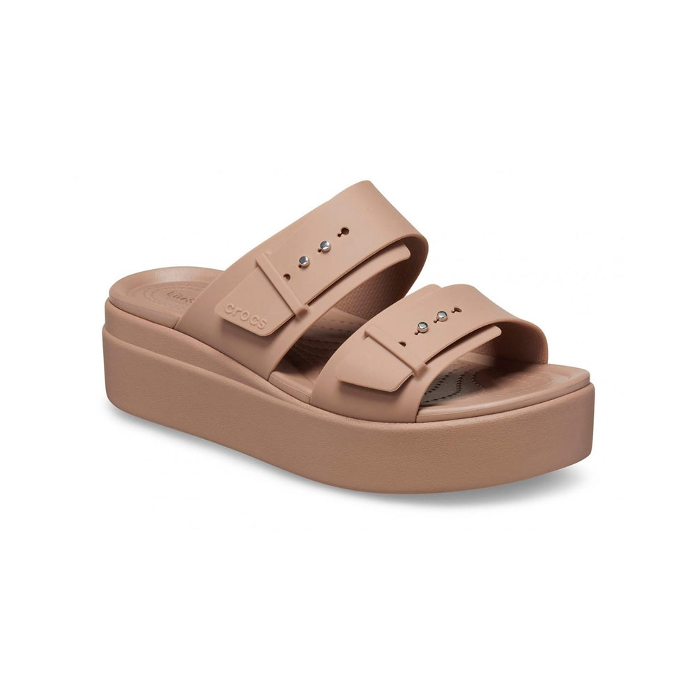 Crocs Women's Brooklyn Sandal Low Wedge Latte 207431-LATT