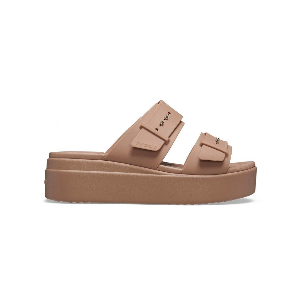 Crocs Women's Brooklyn Sandal Low Wedge Latte 207431-LATT