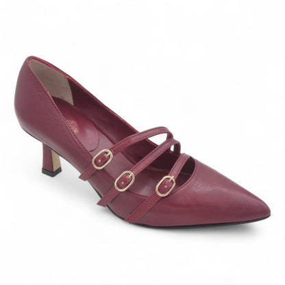  - ["Artigianato","Donna","D\u00e9collet\u00e9","Eva Picci","FW24","Scarpe","Tacco"] - Décolleté Da Donna Eva Picci Floriana Berlino Rosso Ancora Cinturino DE2412 - Lupis SRL
