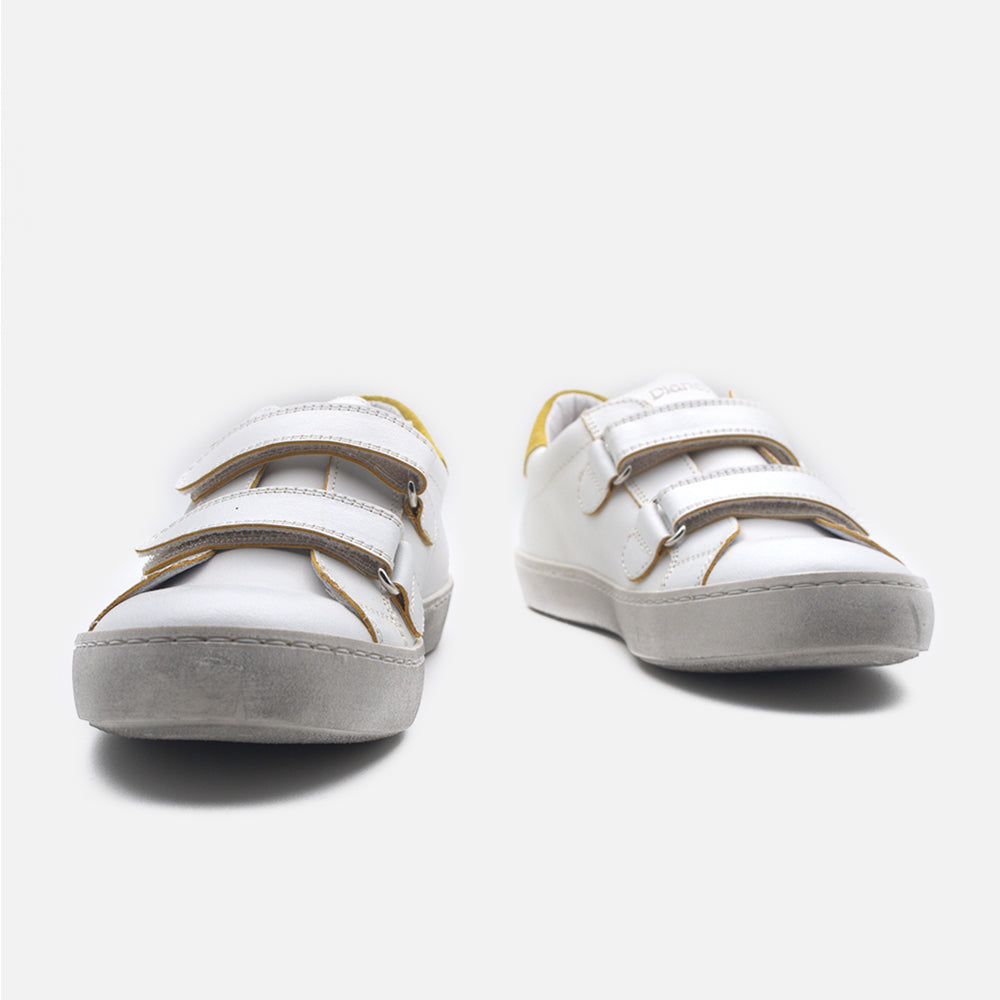 '- ["Artigianato","Dianetti","Kids","Scarpe","Scarpe sportive","Sneakers"] - Dianetti 1402V3 Bianco Giallo 2 Strappi - Lupis SRL