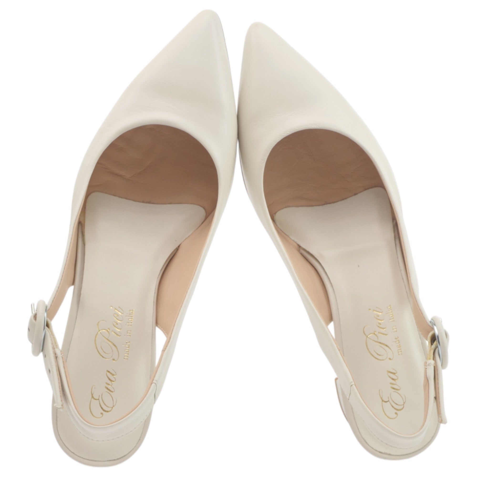 '- ["Artigianato","Donna","Eva Picci","Scarpe","Slingback","Tacco","Ultima Taglia"] - Slingback Da Donna Eva Picci 1602 Avorio Slingback - Lupis SRL