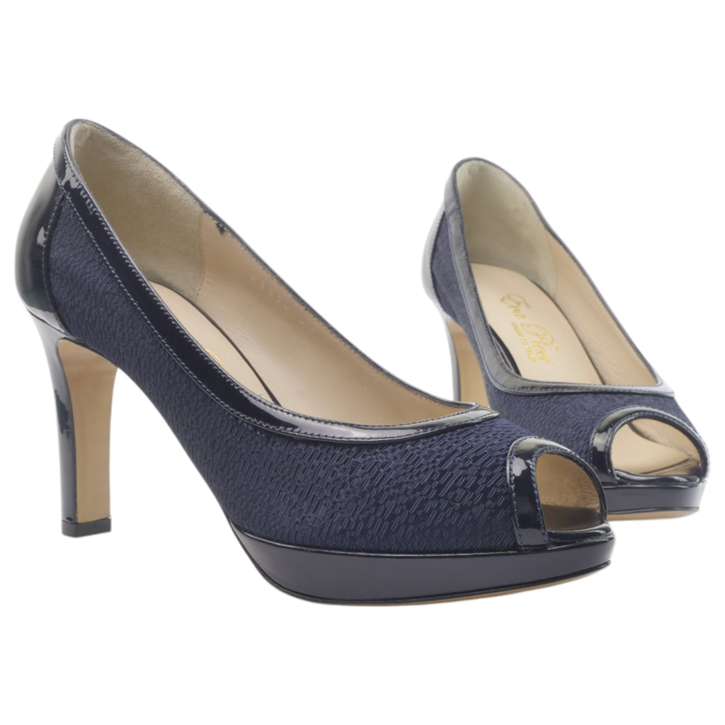 '- ["Artigianato","Donna","D\u00e9collet\u00e9","Eva Picci","Scarpe","Tacco"] - Aperta in Punta Donna Eva Picci 21336 Tessuto Blu - Lupis SRL