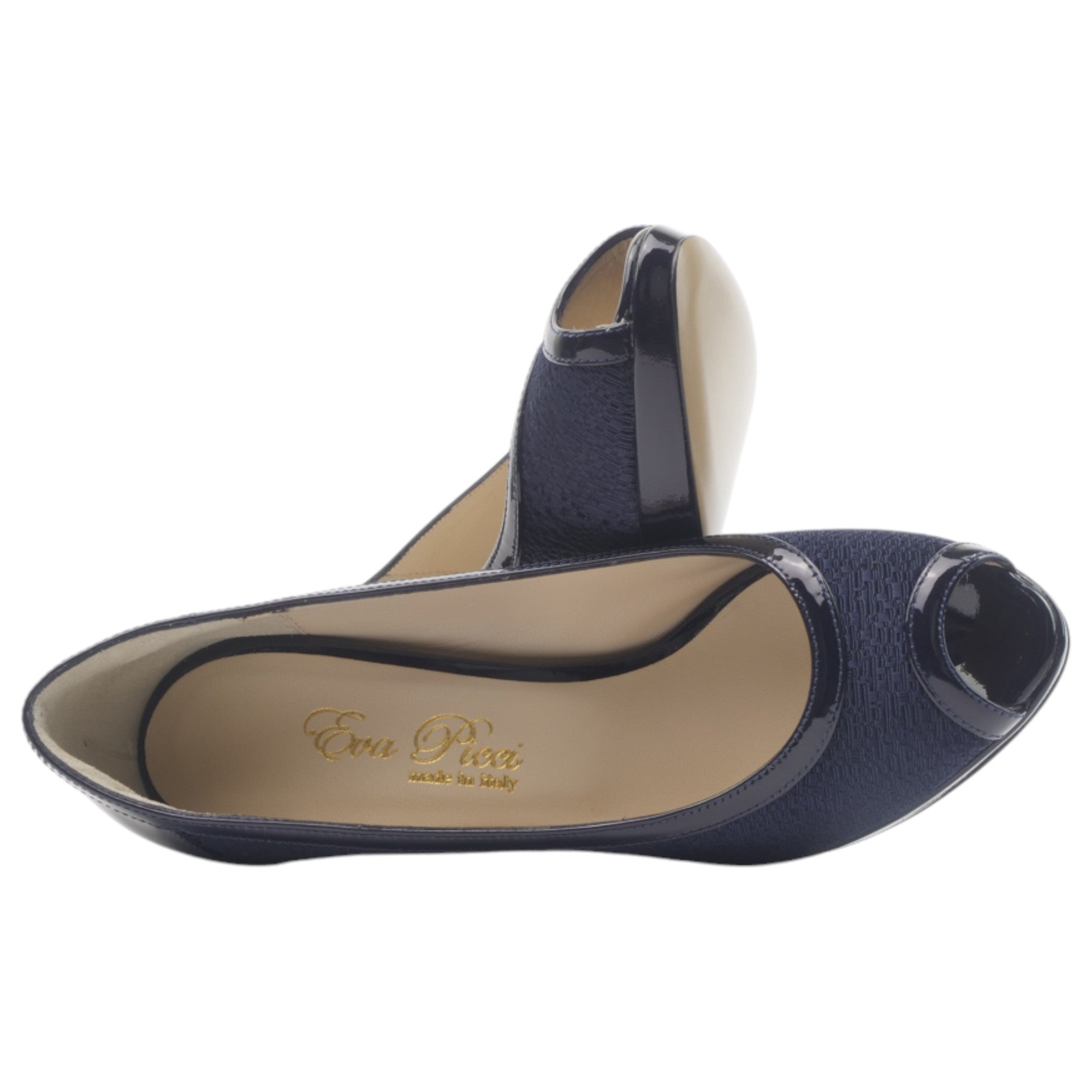 '- ["Artigianato","Donna","D\u00e9collet\u00e9","Eva Picci","Scarpe","Tacco"] - Aperta in Punta Donna Eva Picci 21336 Tessuto Blu - Lupis SRL