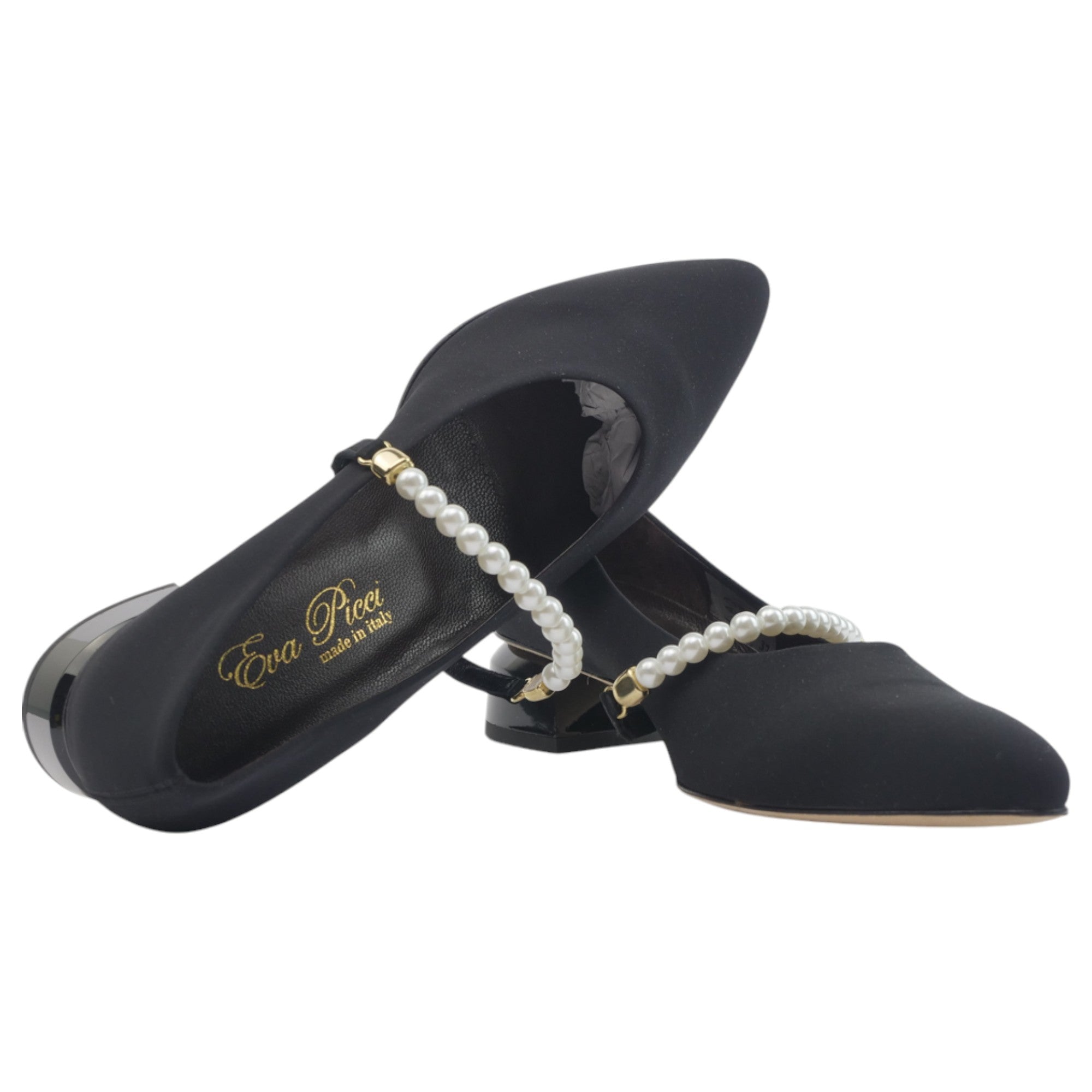 '- ["Artigianato","Donna","D\u00e9collet\u00e9","Eva Picci","Scarpe","Tacco"] - Décolleté Da Donna Eva Picci 32181 Nero Perle Décolleté - Lupis SRL