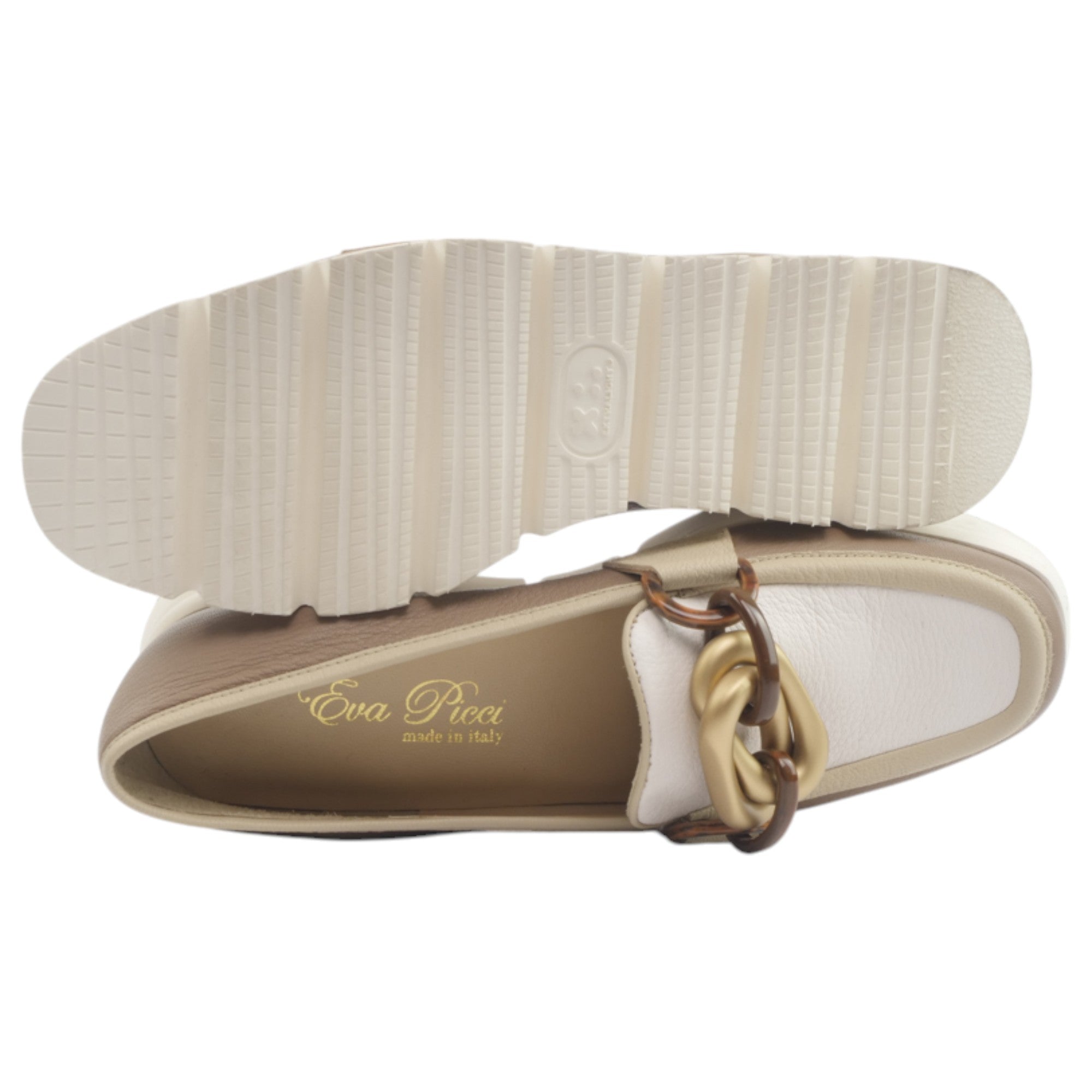 '- ["Artigianato","Donna","Eva Picci","Mocassini","Scarpe","Ultima Taglia"] - Mocassini Da Donna Eva Picci 40201 Fango Avorio Mocassino - Lupis SRL