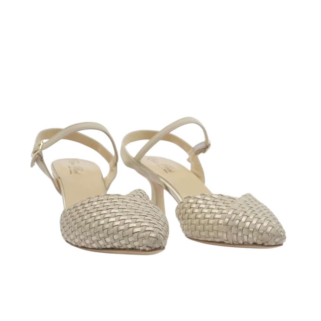 '- ["Artigianato","Cinturino","Donna","Eva Picci","Scarpe","Tacco"] - Slingback Da Donna Eva Picci DE1540RT Slingback Cinturino Avorio Oro Intr. - Lupis SRL