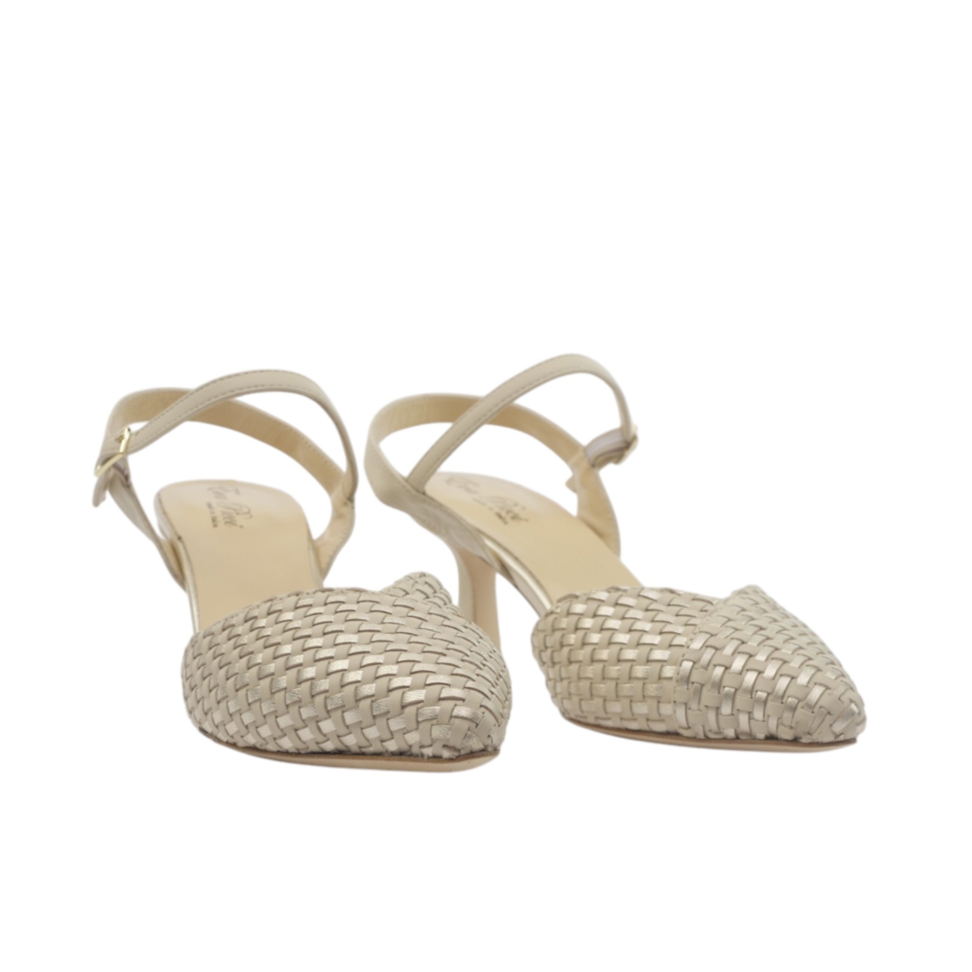 '- ["Artigianato","Cinturino","Donna","Eva Picci","Scarpe","Tacco"] - Slingback Da Donna Eva Picci DE1540RT Slingback Cinturino Avorio Oro Intr. - Lupis SRL