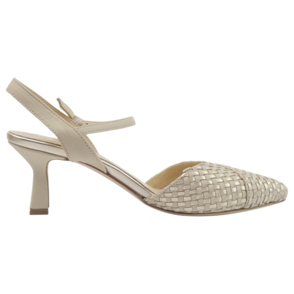 '- ["Artigianato","Cinturino","Donna","Eva Picci","Scarpe","Tacco"] - Slingback Da Donna Eva Picci DE1540RT Slingback Cinturino Avorio Oro Intr. - Lupis SRL
