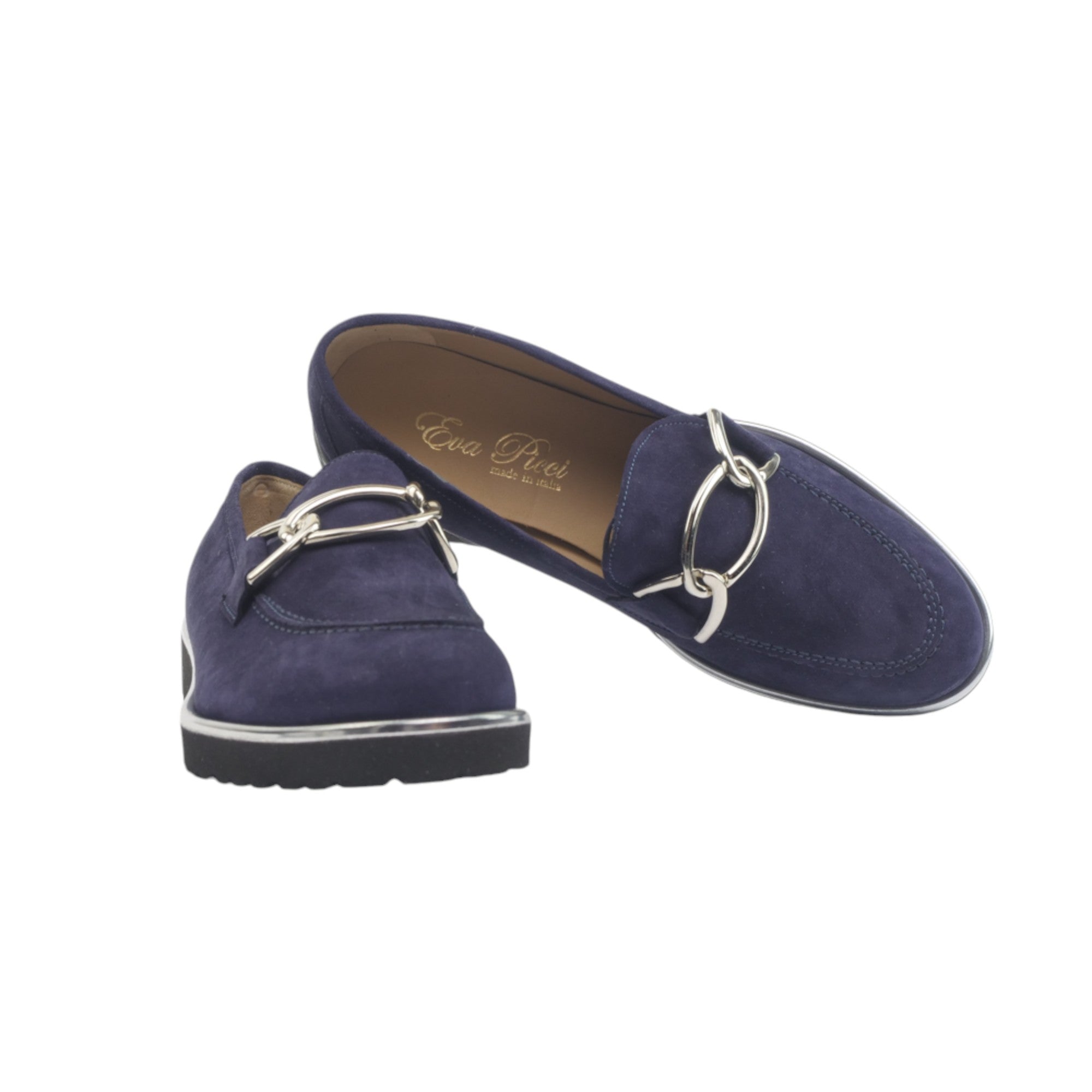 '- ["Artigianato","Donna","Eva Picci","Mocassini","Scarpe","Ultima Taglia"] - Mocassini Da Donna Eva Picci IN01 1814 Blu Mocassino Catena Camoscio - Lupis SRL