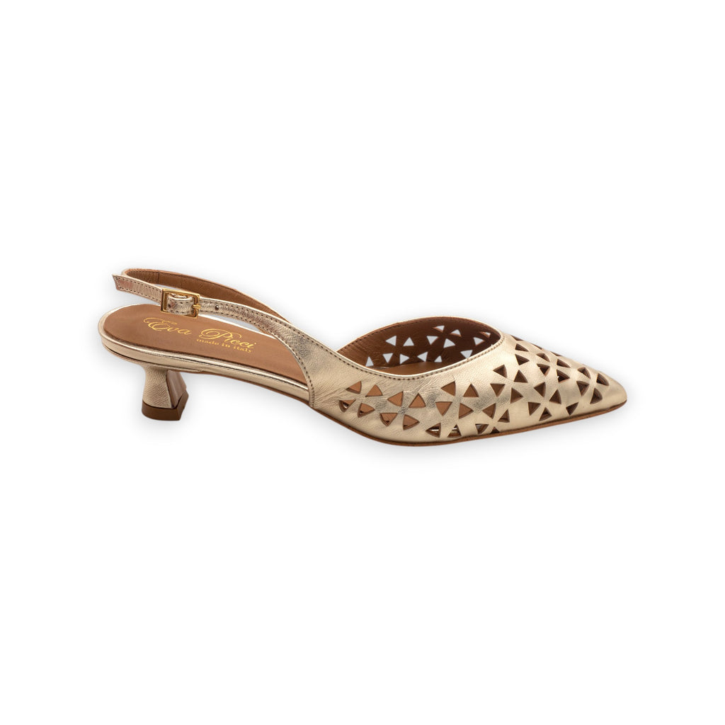 Eva Picci Women's Carmen Pointed Toe Laminated Platinum Slingbacks