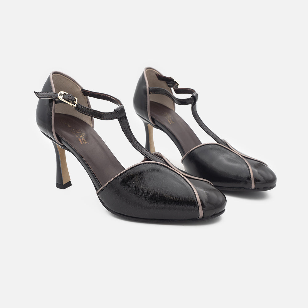 '- ["Artigianato","Cinturino","Donna","Eva Picci","Scarpe","Tacco"] - Scarpe con Cinturino Da Donna Eva Picci TG1660 RT Lux Testa di Moro Lux Nero - Lupis SRL