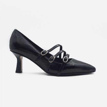 '- ["Artigianato","Donna","D\u00e9collet\u00e9","Eva Picci","Nuovo","Scarpe","Tacco"] - Décolleté Da Donna Eva Picci Floriana Inv Naplak Nero Cinturino Crust Nero - Lupis SRL