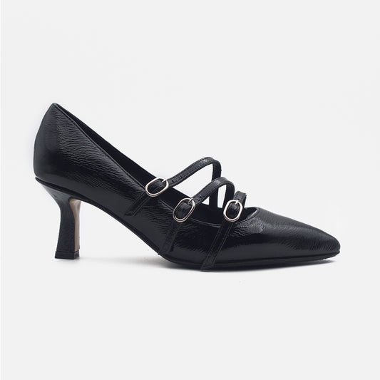  - ["Artigianato","Donna","D\u00e9collet\u00e9","Eva Picci","Nuovo","Scarpe","Tacco"] - Décolleté Da Donna Eva Picci Floriana Inv Naplak Nero Cinturino Crust Nero - Lupis SRL