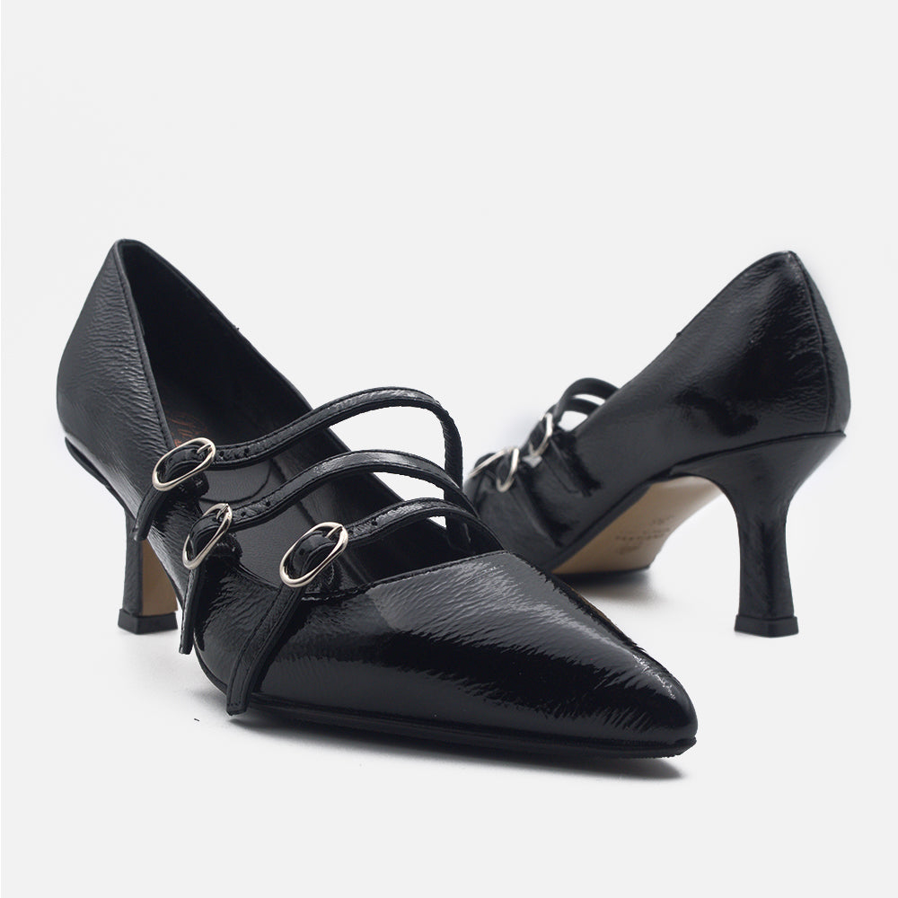  - ["Artigianato","Donna","D\u00e9collet\u00e9","Eva Picci","Nuovo","Scarpe","Tacco"] - Décolleté Da Donna Eva Picci Floriana Inv Naplak Nero Cinturino Crust Nero - Lupis SRL