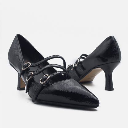 '- ["Artigianato","Donna","D\u00e9collet\u00e9","Eva Picci","Nuovo","Scarpe","Tacco"] - Décolleté Da Donna Eva Picci Floriana Inv Naplak Nero Cinturino Crust Nero - Lupis SRL