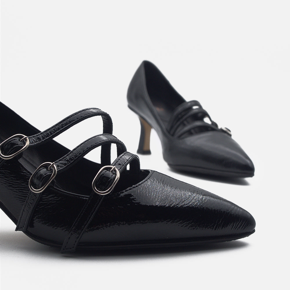  - ["Artigianato","Donna","D\u00e9collet\u00e9","Eva Picci","Nuovo","Scarpe","Tacco"] - Décolleté Da Donna Eva Picci Floriana Inv Naplak Nero Cinturino Crust Nero - Lupis SRL