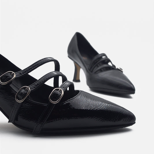  - ["Artigianato","Donna","D\u00e9collet\u00e9","Eva Picci","Nuovo","Scarpe","Tacco"] - Décolleté Da Donna Eva Picci Floriana Inv Naplak Nero Cinturino Crust Nero - Lupis SRL