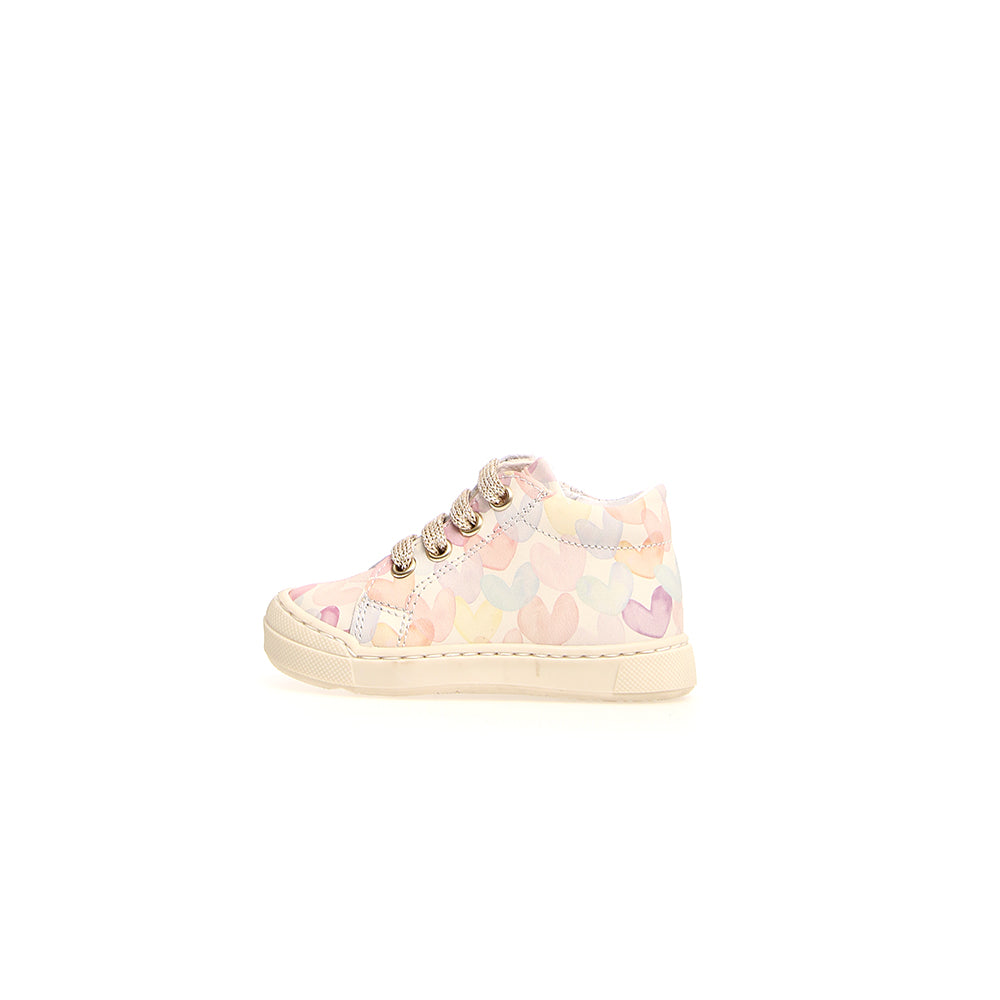 Falcotto - Flower Mountain, Kids, Nuovo, Scarpe sportive, Toddler - Falcotto Snopes Zip Calf Pr.Aquarel Hearts Milk - Lupis SRL