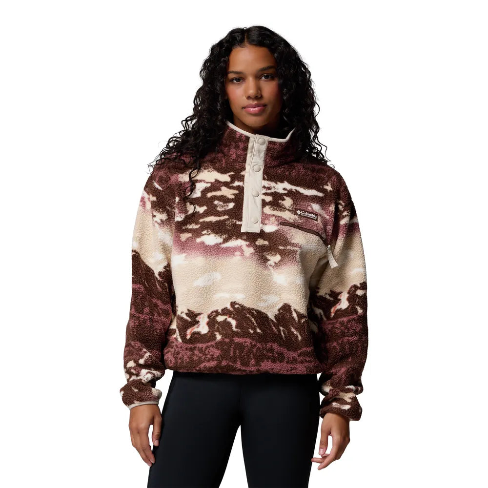  - ["Abbigliamento","Columbia Sportswear","Donna","Felpe","FW25"] - Pile Columbia Sportswear W Helvetia II Printed Cropped Half Snap Tobacco 2098501-256 - Lupis SRL