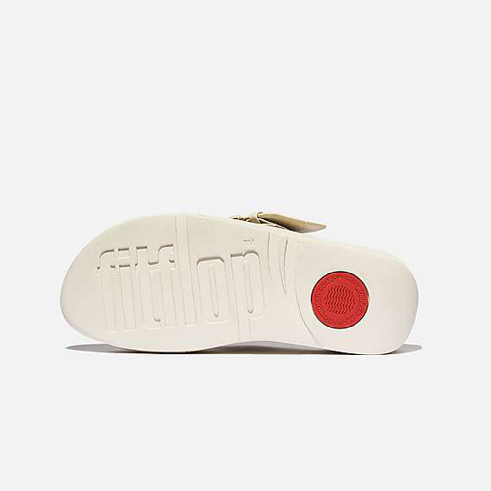 Fitflop Ciabatte Lulu Resin Buckle Leather Cross Slides Paris Beige