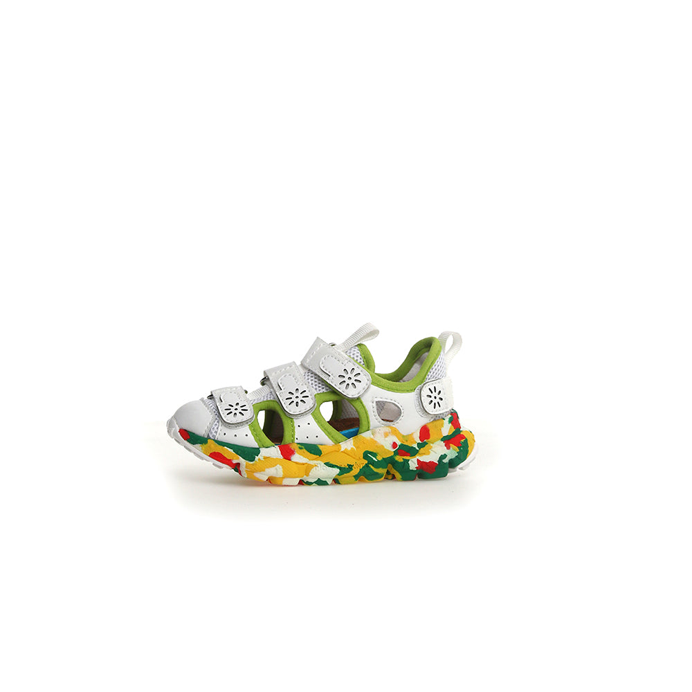 '- ["Donna","Flower Mountain","Sandali","Scarpe"] - Flower Mountain Ray Junior Vl. E Calf Mesh Splash Sole White Light Green - Lupis SRL