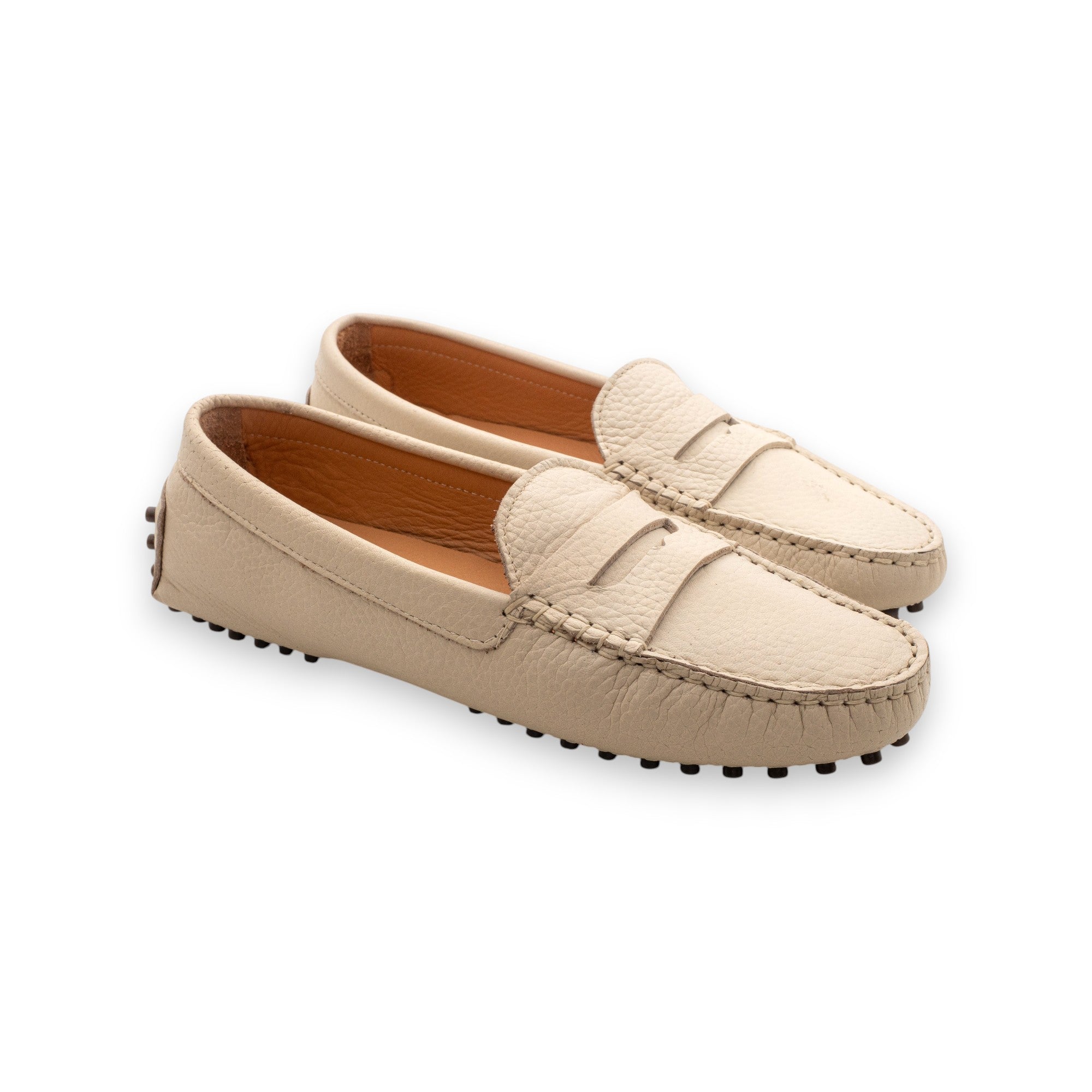 Funny Duck Women's Leather Moccasin Off White Flotter 6166