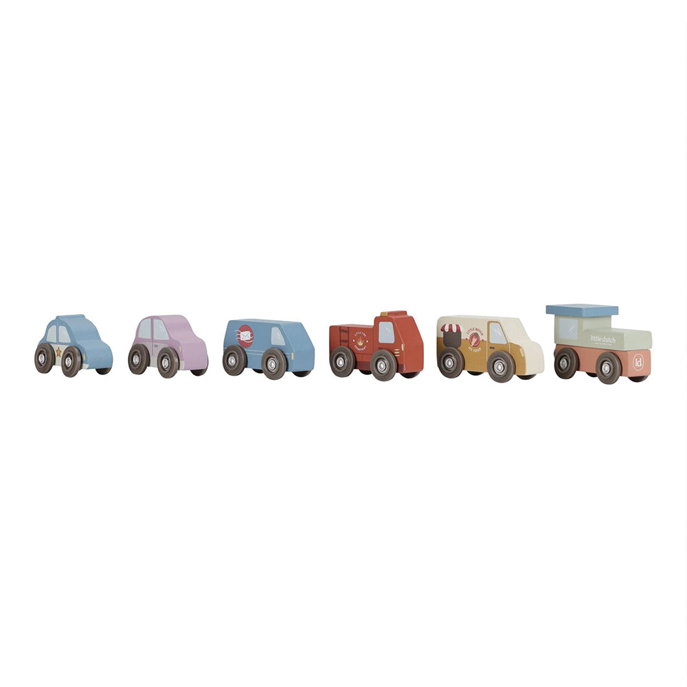  - ["Accessori","FW25","Giocattoli","Infant","Kids","Little Dutch","Toddler"] - Giocattolo Little Dutch Blocchi impilabili e 6 macchinine In Legno LD2525 - Lupis SRL