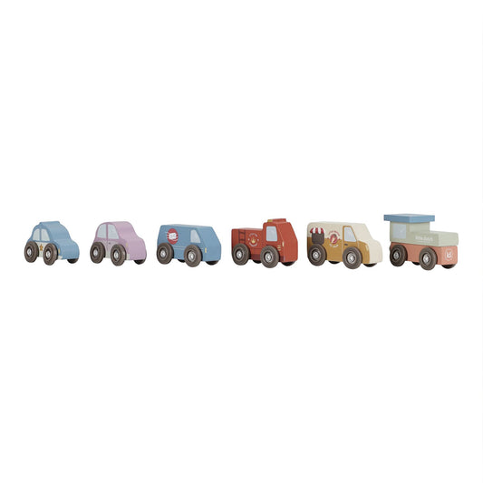  - ["Accessori","FW25","Giocattoli","Infant","Kids","Little Dutch","Toddler"] - Giocattolo Little Dutch Blocchi impilabili e 6 macchinine In Legno LD2525 - Lupis SRL