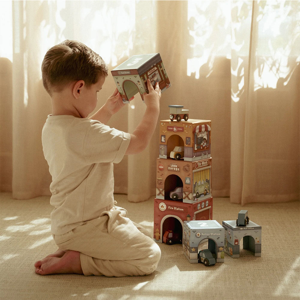  - ["Accessori","FW25","Giocattoli","Infant","Kids","Little Dutch","Toddler"] - Giocattolo Little Dutch Blocchi impilabili e 6 macchinine In Legno LD2525 - Lupis SRL