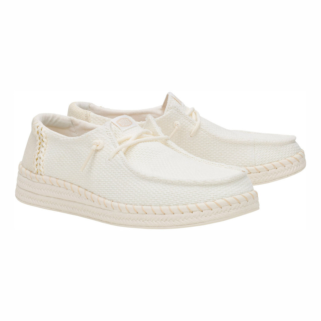 HEYDUDE Women's Slip-On Wendy Espadrille Woven White 43681-1