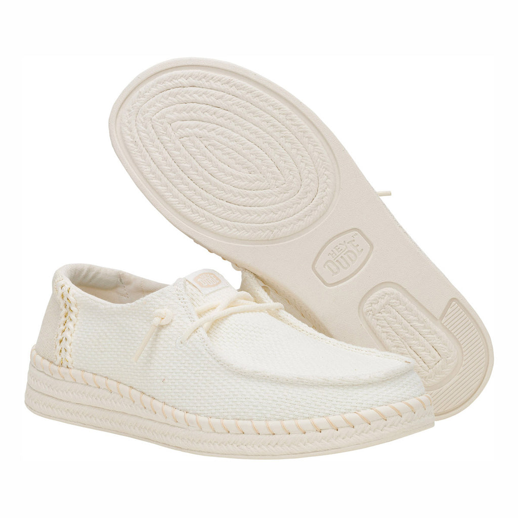 HEYDUDE Women's Slip-On Wendy Espadrille Woven White 43681-1