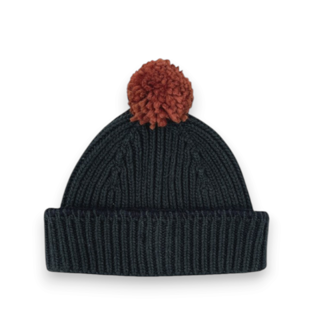 In The Box Cappello Cachemire Pompom Bicolor Verde Scuro