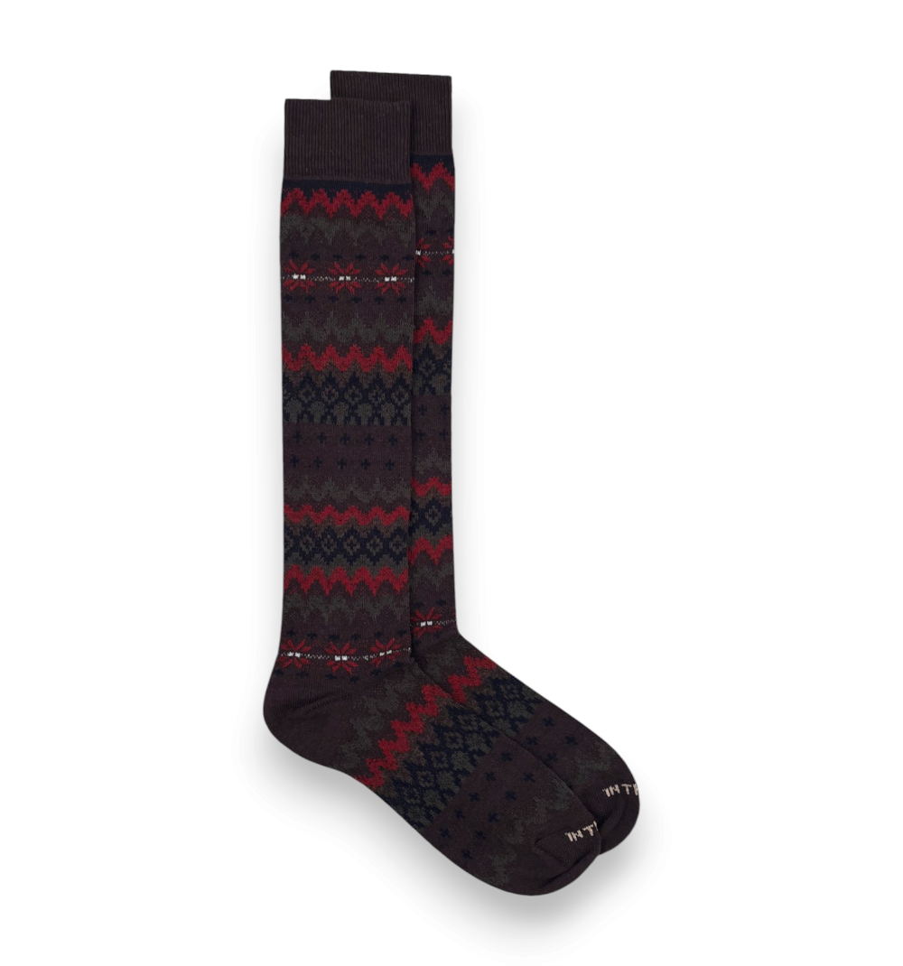 In The Box Calze Fair Isle Beige Verde Scuro