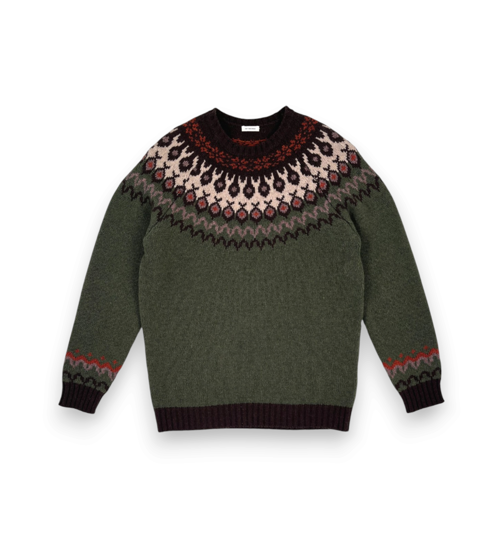 In The Box Maglia Girocollo Fair Isle Multicolor Verde Militare