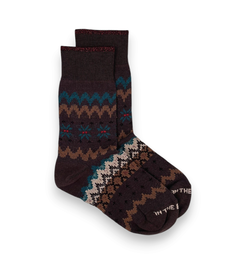 In The Box Calze Woman Fair Isle Marrone Multicolor