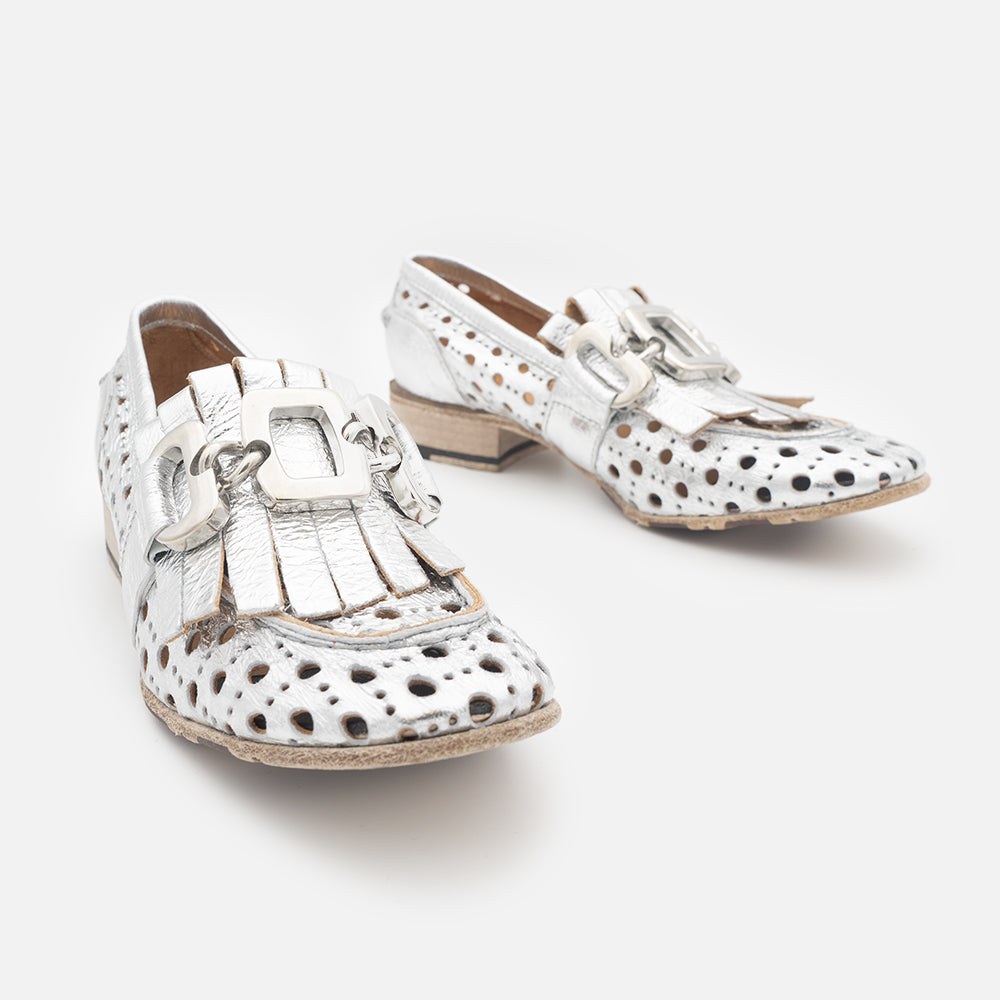 '- ["Artigianato","Donna","JP\/DAVID","Mocassini","Scarpe"] - JP/DAVID 5102 Grezzo Rivera Argento Forato Art.20 Beige - Lupis SRL