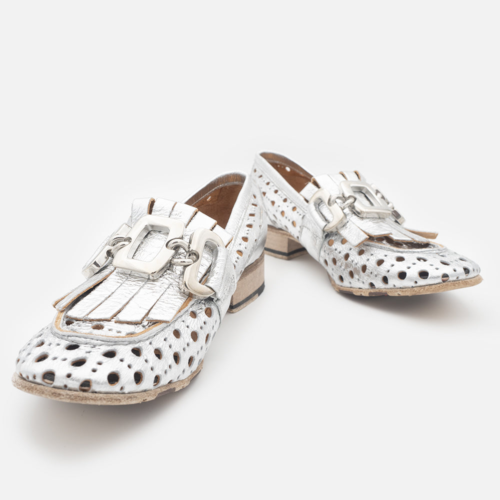 '- ["Artigianato","Donna","JP\/DAVID","Mocassini","Scarpe"] - JP/DAVID 5102 Grezzo Rivera Argento Forato Art.20 Beige - Lupis SRL