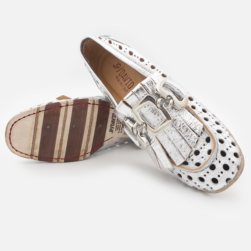 '- ["Artigianato","Donna","JP\/DAVID","Mocassini","Scarpe"] - JP/DAVID 5102 Grezzo Rivera Argento Forato Art.20 Beige - Lupis SRL