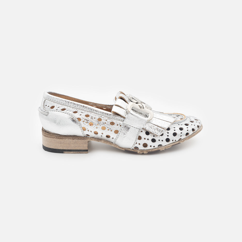 '- ["Artigianato","Donna","JP\/DAVID","Mocassini","Scarpe"] - JP/DAVID 5102 Grezzo Rivera Argento Forato Art.20 Beige - Lupis SRL