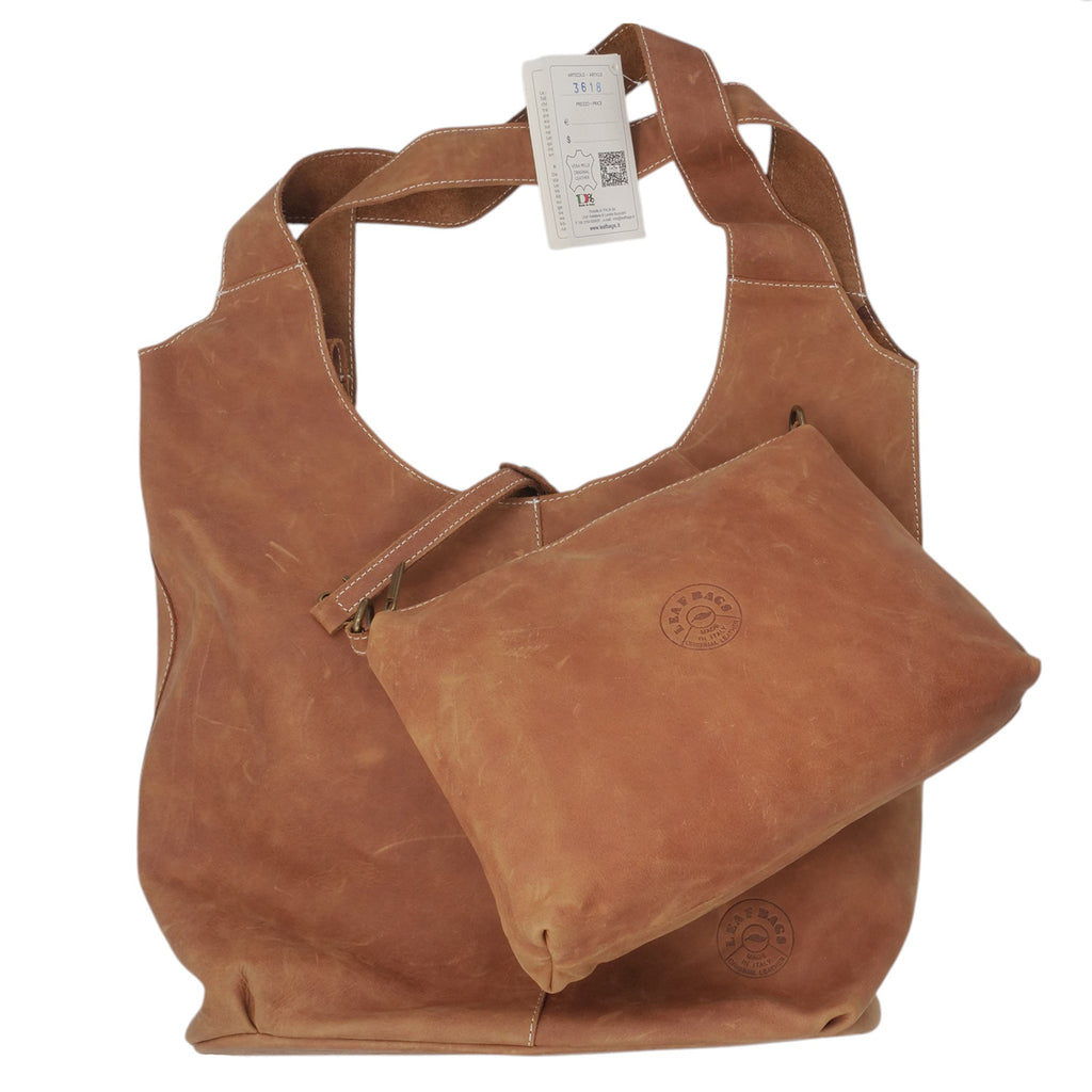 '- ["Accessori","Artigianato","Borse","Donna","Leaf Bags","Nuovo","Ultima Taglia"] - Leaf Bags Borsa Cuoio Pelle Invecchiato 3618I - Lupis SRL