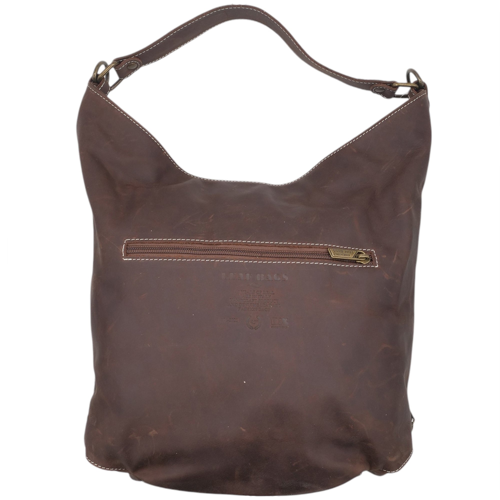 '- ["Accessori","Artigianato","Borse","Donna","Leaf Bags","Nuovo"] - Leaf Bags Borsa Marrone Pelle Invecchiato 3438I - Lupis SRL