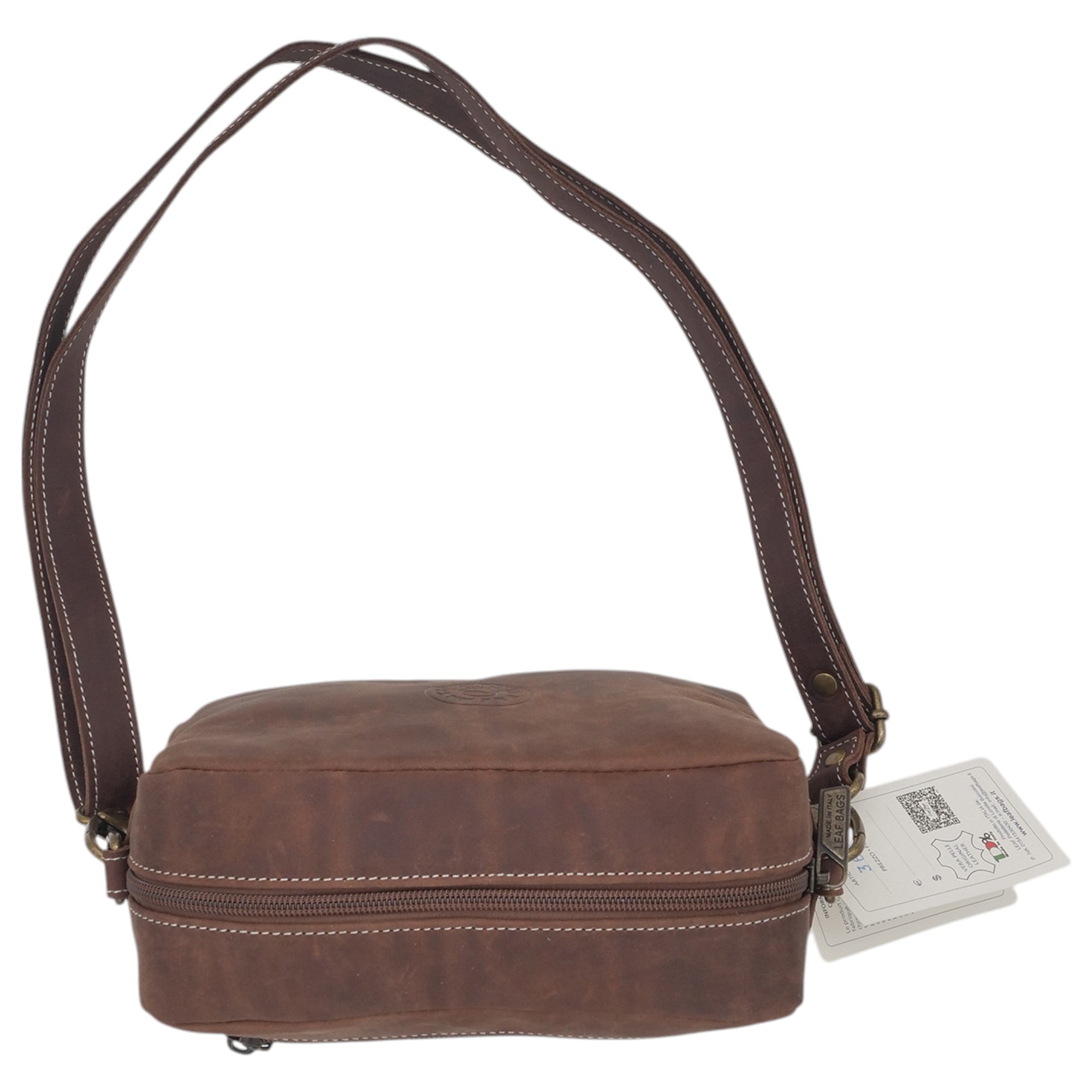  - ["Accessori","Artigianato","Borse","Donna","Leaf Bags","Nuovo"] - Leaf Bags Borsa Marrone Pelle Invecchiato 3652I - Lupis SRL