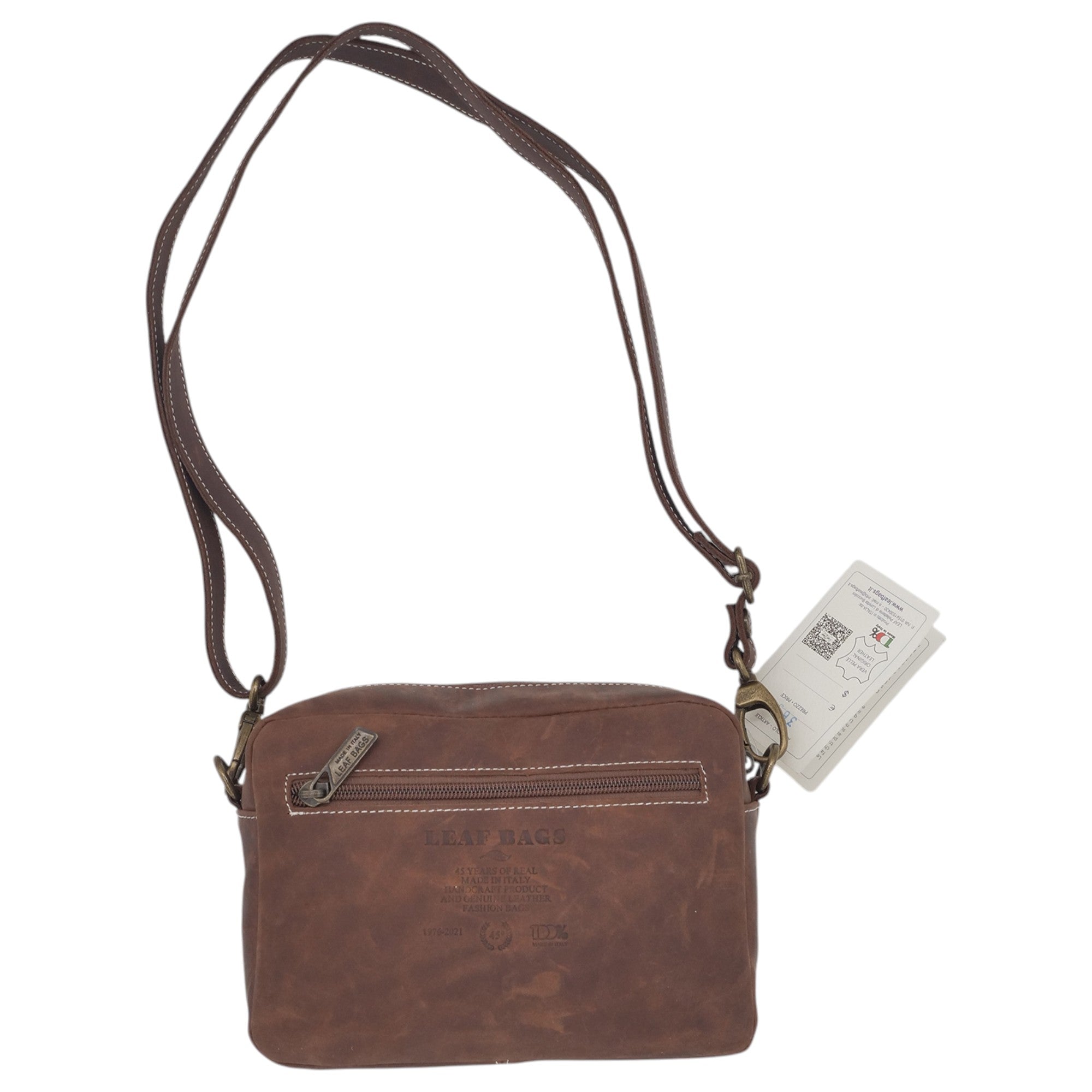  - ["Accessori","Artigianato","Borse","Donna","Leaf Bags","Nuovo"] - Leaf Bags Borsa Marrone Pelle Invecchiato 3652I - Lupis SRL